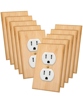 Pinkunn 10 Pieces Solid Wood Light Switch Plate Outlet Covers 45 X 276 Inch Bamboo Wooden Decorative Wall Plate For Bedroom Ki