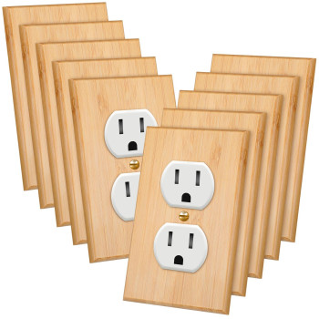 Pinkunn 10 Pieces Solid Wood Light Switch Plate Outlet Covers 45 X 276 Inch Bamboo Wooden Decorative Wall Plate For Bedroom Ki