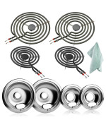 Mp22Ya Electric Burner Element Replacement And W10196405 W10196406 Silver Drip Pan Set By Fetechmate Compatible With Whirlpool