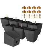 Masendelk 8Pcs Plastic Furniture Legs 4 Inch Black Couch Legs Square Furniture Feet Sofa Replacement Legs With M8 Plate Nuts Fo