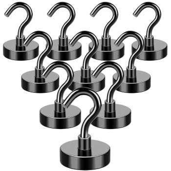 Mikede Magnetic Hooks 40Lbs Strong Neodymium Black Magnet Hook For Hanging Heavy Duty Magnetic Hooks Classroom Must Have Magn