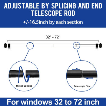 Zeerobee Curtain Rods For Windows 32 To 72 1 Inch Black Curtain Rod Set Heavy Duty Adjustable Drapery Rods Modern Indooroutd