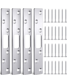 4 Pcs 6 Inch Door Strike Plate Security Latch Strike Stainless Steel Door Reinforcement Plate With Screws For Exterior Door Dead