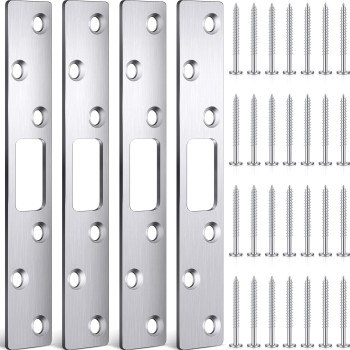 4 Pcs 6 Inch Door Strike Plate Security Latch Strike Stainless Steel Door Reinforcement Plate With Screws For Exterior Door Dead