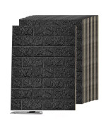 Art3D 30 Pcs 3D Peel And Stick Foam Brick Wall Panels Black