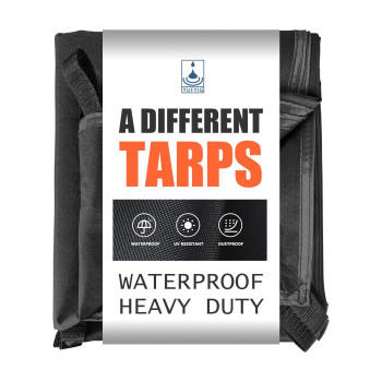 Yufyig 12X15Ft Waterproof Canvas Tarp Black Heavy Duty Multipurpose Oxford Tarpaulin Cover For Canopy Tent Roof Boats Pool W