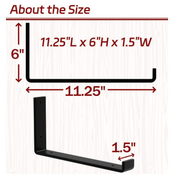 Isoker 8 Pack 1125 L X 6 H X 15 W Shelf Bracket 15 Thick Iron Metal Wall Floating Shelf Bracket Rustic Industria