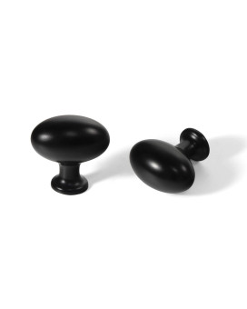 Gooki 12Inch36Mm Oval Matt Black Cabinet Knobs Zinc Alloy For Drawer Knobs For Dresser Cupboard Wardrobe 6 Packed