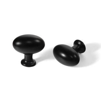 Gooki 12Inch36Mm Oval Matt Black Cabinet Knobs Zinc Alloy For Drawer Knobs For Dresser Cupboard Wardrobe 6 Packed