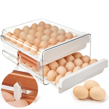 Spacy Maya Egg Storage Container For Refrigerator 60 Egg Holder For Fridge Large Capacity Egg Organizer For Refrigerator Stackab