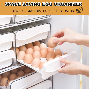 Spacy Maya Egg Storage Container For Refrigerator 60 Egg Holder For Fridge Large Capacity Egg Organizer For Refrigerator Stackab