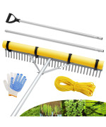 Floating Lake Rake 36 Aluminum All Purpose Lake And Landscape Rake With 102 Extension Handle And 52Ft Rope Weed Algae Re