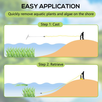 Floating Lake Rake 36 Aluminum All Purpose Lake And Landscape Rake With 102 Extension Handle And 52Ft Rope Weed Algae Re