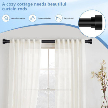 Hei Dear Black Curtain Rods For Windows 28 To 48 Inch234Ft 1 Inch Adjustable Curtain Rod Heavy Duty Curtain Rods Thicken St