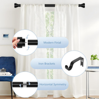 Hei Dear Black Curtain Rods For Windows 66 To 120 Inch5510Ft 1 Inch Adjustable Curtain Rod Heavy Duty Curtain Rods Thicken