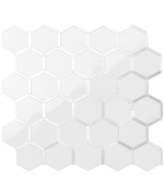 Dicofun 10Sheet Hexagon Peel And Stick Backsplash Tile Polished White Tile Look Mixed Silver Kitchen Backsplash Peel And Stick