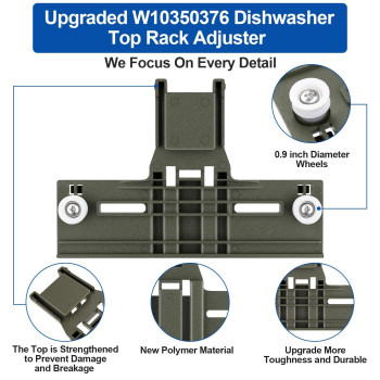 Upgraded W10350376 Dishwasher Top Rack Adjuster Parts For Whirlpool Kenmore W10195840 Kuds30Ixss4 Upper Rack Part Kuds30Fxss5 Di