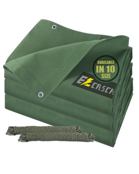 Ezcasch 12X20 Canvas Tarps Heavy Duty Waterproof Tarpaulins With Aluminum Grommets Uv Resistant 22Mil Multipurpose Drop Cloth