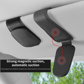 Chosmoyi Magnetic Leather Sunglass Holder For Car Sunglasses Clip For Car Visor Auto Interior Accessories Universal For Differ