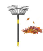 Collapsible Rake For Leaves 3061 Inch Metal Leaf Rakes For Lawns Heavy Duty Extended Handle 25 Tines 18 Wide Rake Garden To