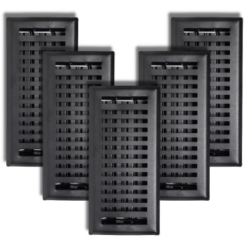 5 Pcs Sierra Grates Precision Flow 4 X 10 Steel Floor Register Contemporary Design Cast Iron Black Finish Premium Home