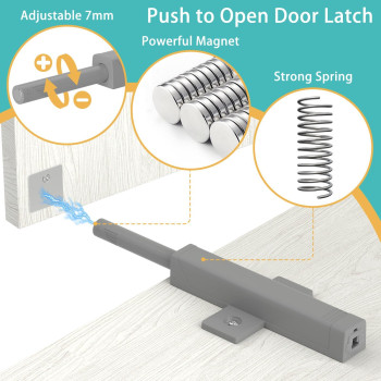 Cabinet Latch Push To Open Jiayi 2 Pack Touch Latch Magnet Cabinet Door Latches Gray Tip On Close Push Catches For Doors Drawer