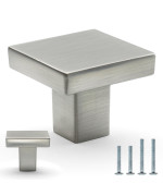 Furfitt 10 Pack Brushed Nickel Square Cabinet Knobs 1316 Inch30Mm Length Solid Zinc Alloy Drawer Dresser Knobs Kitchen Cupbo