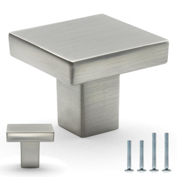 Furfitt 10 Pack Brushed Nickel Square Cabinet Knobs 1316 Inch30Mm Length Solid Zinc Alloy Drawer Dresser Knobs Kitchen Cupbo