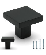 Furfitt 10 Pack Matte Black Square Cabinet Knobs 1316 Inch30Mm Length Soild Zinc Alloy Drawer Dresser Knobs Kitchen Cupboard