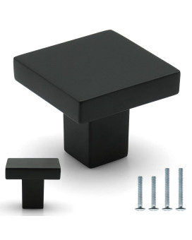 Furfitt 10 Pack Matte Black Square Cabinet Knobs 1316 Inch30Mm Length Soild Zinc Alloy Drawer Dresser Knobs Kitchen Cupboard