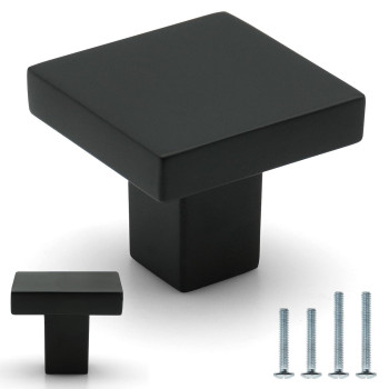 Furfitt 10 Pack Matte Black Square Cabinet Knobs 1316 Inch30Mm Length Soild Zinc Alloy Drawer Dresser Knobs Kitchen Cupboard