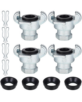 Therwen 4 Sets Npt Iron Air Hose Fitting 2 Lug Universal Coupling Chicago Fitting For Female And Male End12 Female End