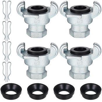 Therwen 4 Sets Npt Iron Air Hose Fitting 2 Lug Universal Coupling Chicago Fitting For Female And Male End12 Female End