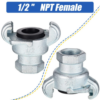 Therwen 4 Sets Npt Iron Air Hose Fitting 2 Lug Universal Coupling Chicago Fitting For Female And Male End12 Female End