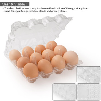 60 Pack Plastic Egg Cartons Cheap Bulk One Dozen Clear Empty Egg Cartons For Chicken Egg Reusable Egg Carton For Home Ranch Ch