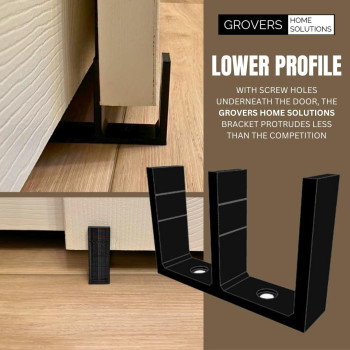 Universal Adjustable Height Sliding Closet Door Floor Guide Bracket Black Grovers Home Solutions