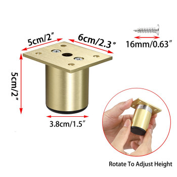 Sumnacon 4Pcs Aluminium Alloy Furniture Legs Round Adjustable Sofa Legs Furniture Cabinet Legs 2 Inch Funiture Feet For Cabin