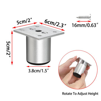 Sumnacon 4Pcs Aluminium Alloy Furniture Legs Round Adjustable Sofa Legs Furniture Cabinet Legs 2 Inch Funiture Feet For Cabin