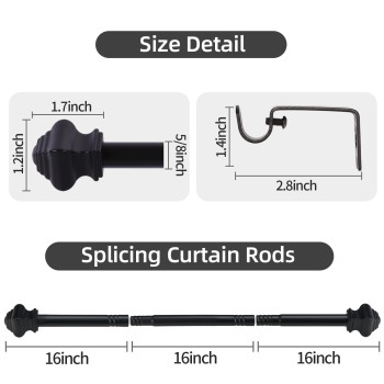 Thestoa Curtain Rods For Windows 3248 Inch 58Black Curtain Rods 2 Pack Heavy Duty Curtain Rods For Bedroom Living Room O