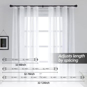 Thestoa Curtain Rods For Windows 4678 Inch 58Black Curtain Rods 2 Pack Stainless Steel Heavy Duty Curtain Rods For Bedroom