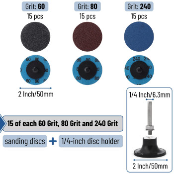 Bates Quick Change Sanding Discs 47 Pcs 2Inch 14 Holder Grinding Disc 2 Inch Sanding Discs Abrasive Wheels Discs