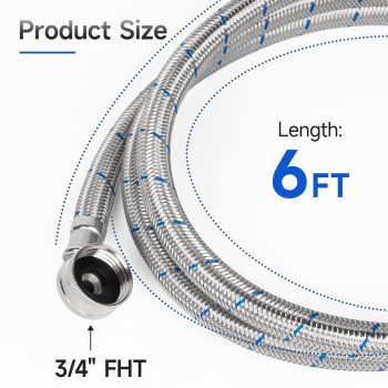 Juwo 6 Ft Washing Machine Hoses With 90 Degree Elbow 34 Fht Stainless Steel Washer Hoses For Short To Moderatedistance Wat