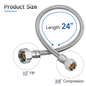 Juwo 24 Faucet Supply Line 38 Comp X 12 Fip Stainless Steel Kitchen Faucet Hose Connector For Small Kitchen Sink With