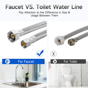 Juwo 24 Faucet Supply Line 38 Comp X 12 Fip Stainless Steel Kitchen Faucet Hose Connector For Small Kitchen Sink With