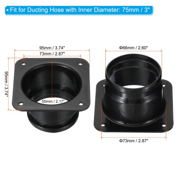 Patikil 3 Duct Connector Flange 2 Pack Dryer Vent Wall Plate Square To Round Straight Ducting Plate For Air Heating Cooling V