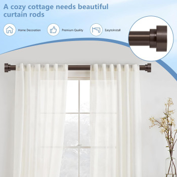 2 Pack Bronze Curtain Rods For Windows 48 To 84 Inch47Ft 1 Inch Diameter Heavy Duty Curtain Rods Adjustable Curtain Rod Moder