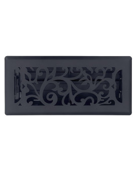 Sierra Grates Precision Flow 4X12 Steel Floor Register Floral Design Cast Iron Black Finish Premium Home Vent Covers D