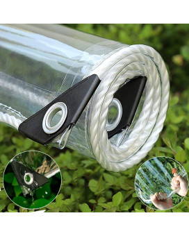 8 X 16 Clear Tarps Heavy Duty Pvc Vinyl 14 Mil Thick Tarpaulin Tarpaulin With Metal Grommets For Camping Plants Greenhouse