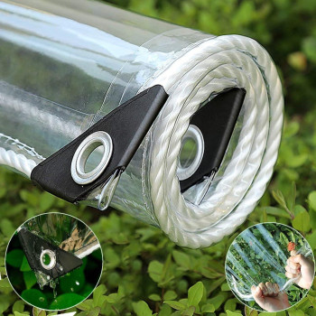 8 X 16 Clear Tarps Heavy Duty Pvc Vinyl 14 Mil Thick Tarpaulin Tarpaulin With Metal Grommets For Camping Plants Greenhouse