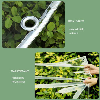 8 X 16 Clear Tarps Heavy Duty Pvc Vinyl 14 Mil Thick Tarpaulin Tarpaulin With Metal Grommets For Camping Plants Greenhouse